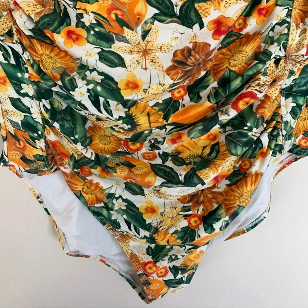 Niptuck Orange Brown One Piece Bathing Suit 12 - Picture 8 of 8